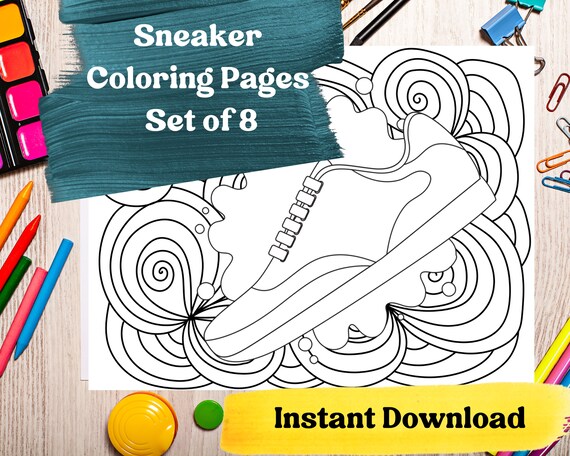 Sneaker coloring book with pages tennis shoe coloring