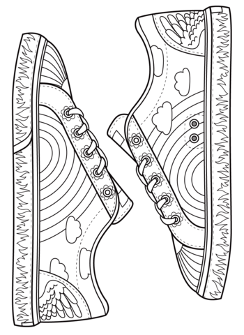 Sneakers shoes with pattern coloring page free printable coloring pages