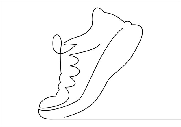 Premium vector vector illustration of sneakers sports shoes in a line style line