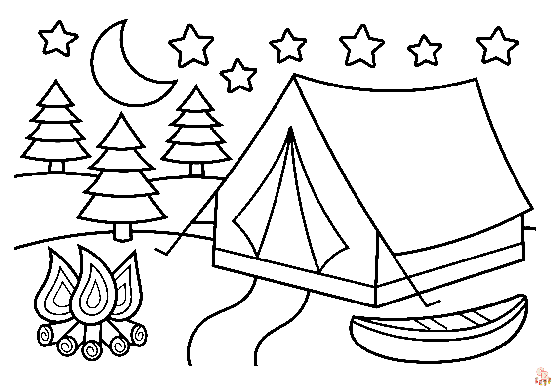 Printable tent coloring pages free for kids and adults