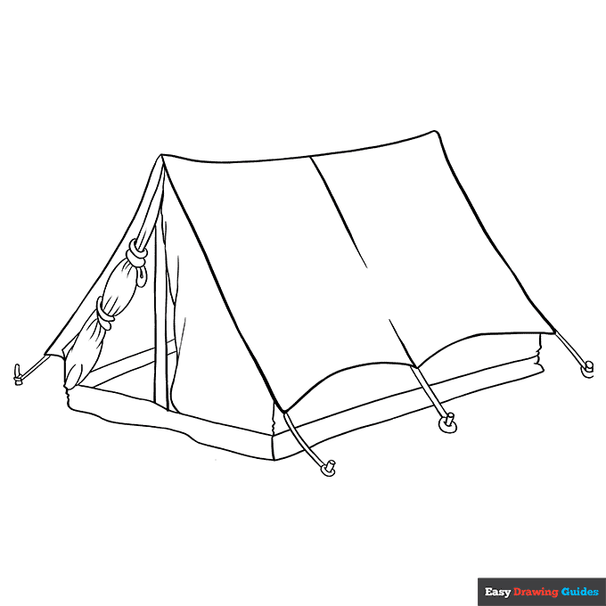 Tent coloring page easy drawing guides