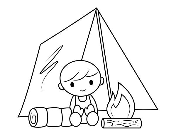 Printable camping boy coloring page