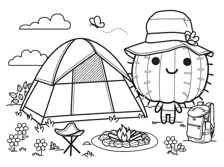 Camping cactus coloring page tucson