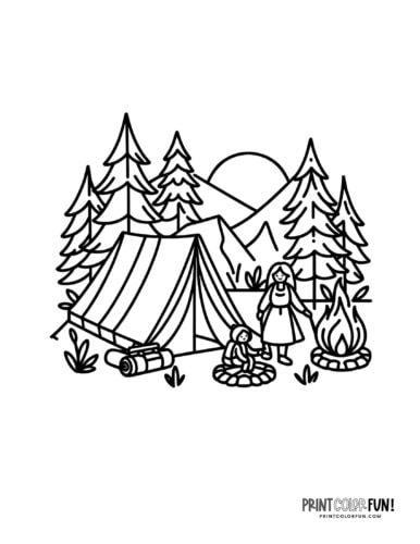 Camping coloring pages clipart activities at