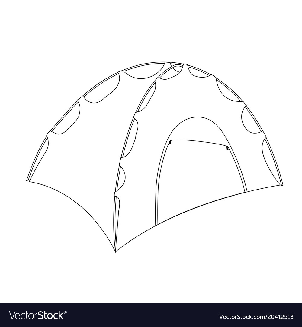 Camping tent shelter outline coloring page vector image