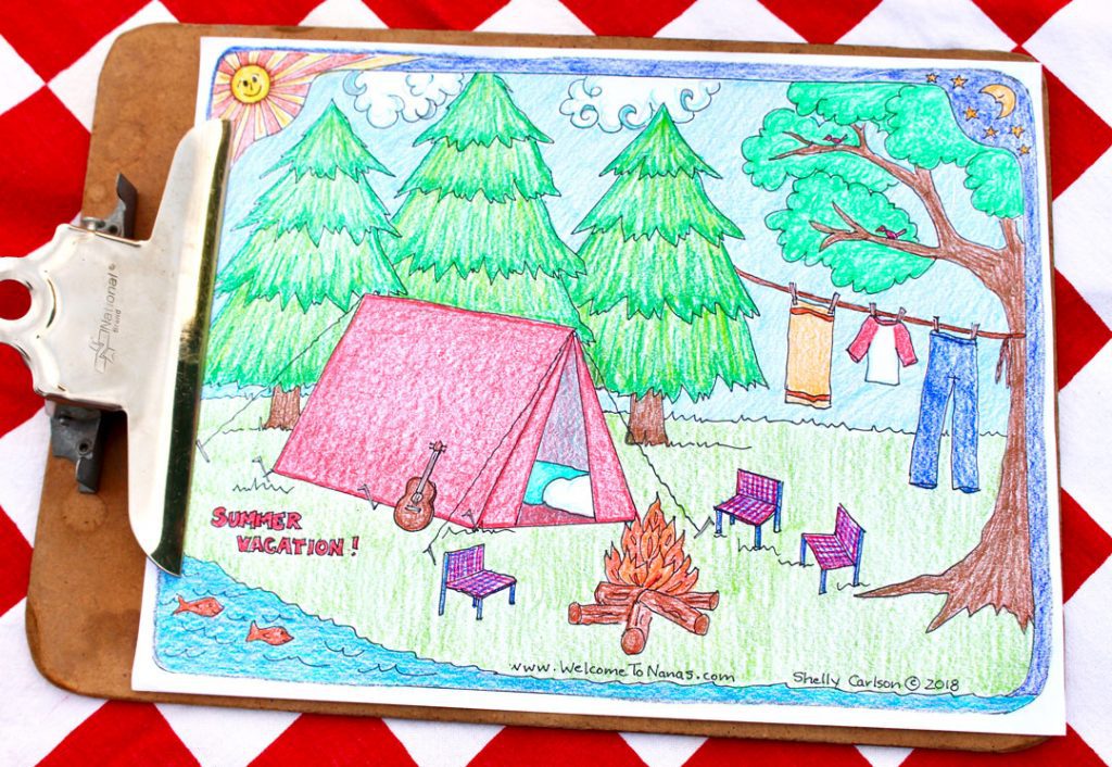 Free camping coloring page