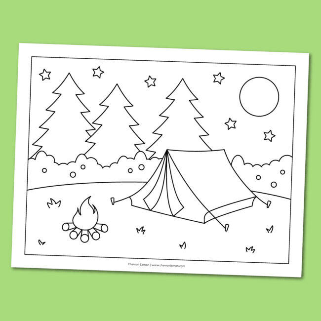 Printable camping coloring page fun family crafts