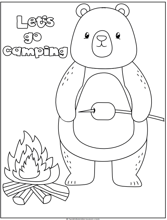 Free camping coloring pages and activity pages for kids