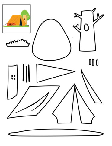 Color cut and glue camping tent preschool printable template free printable papercraft templates