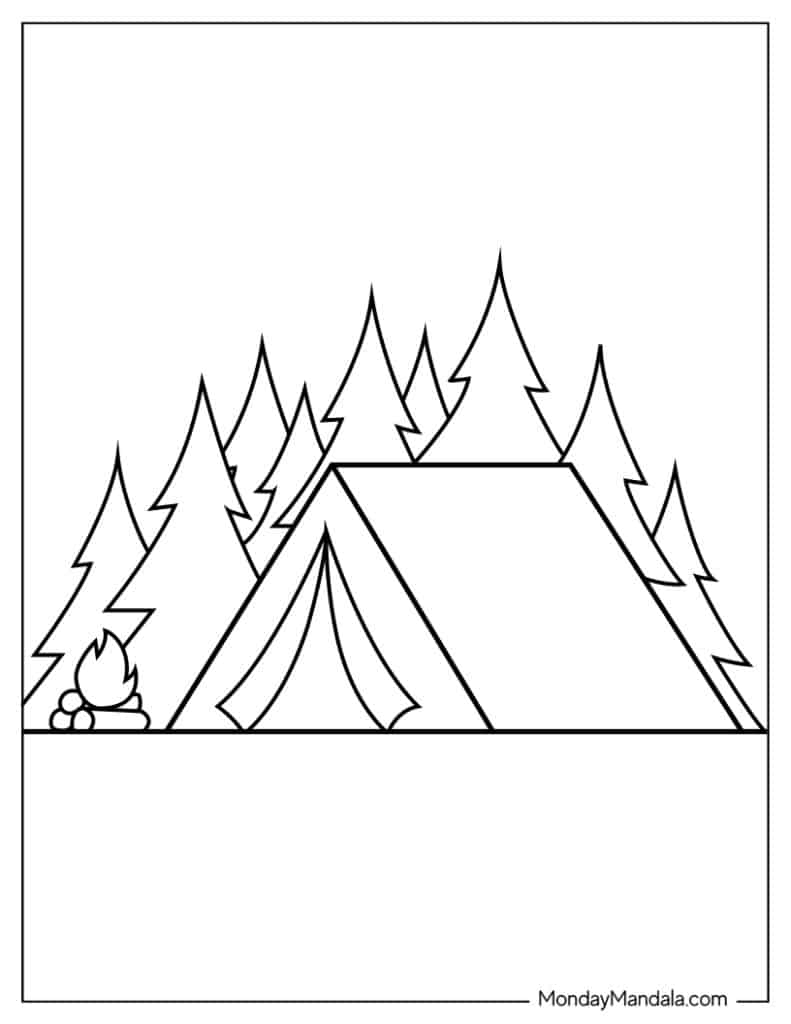 Camping hiking coloring pages free pdf printables