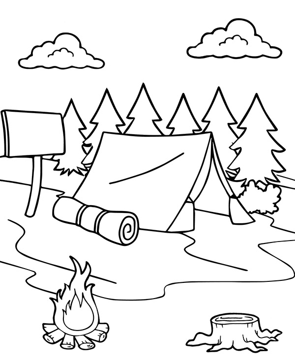 Tent coloring page to print