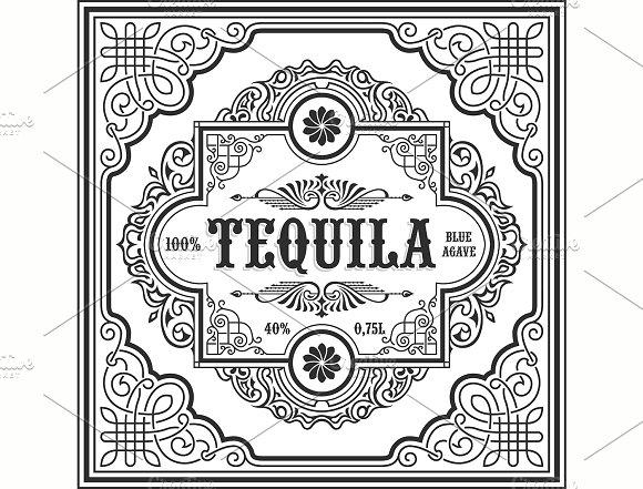 Tequila bottle label creative market