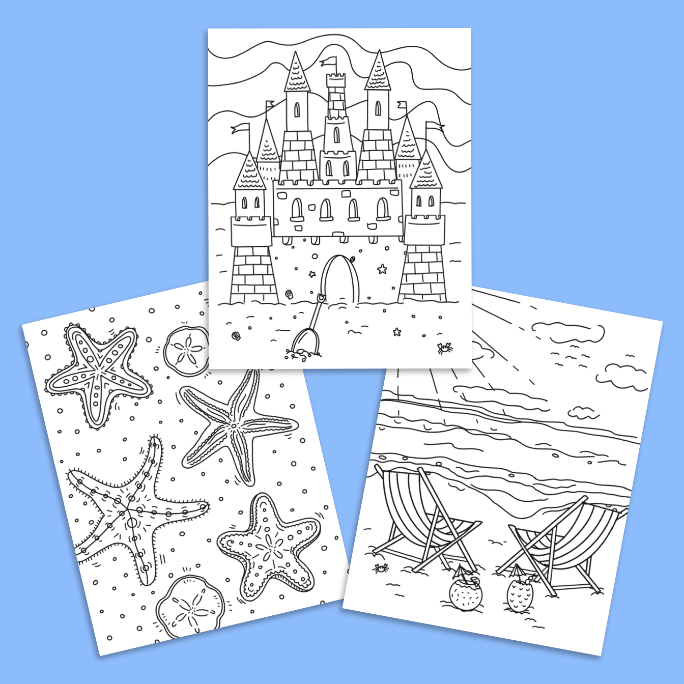 Free printable beach coloring pages