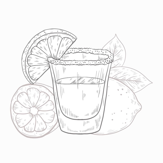 Free vector hand drawn tequila shot illustration