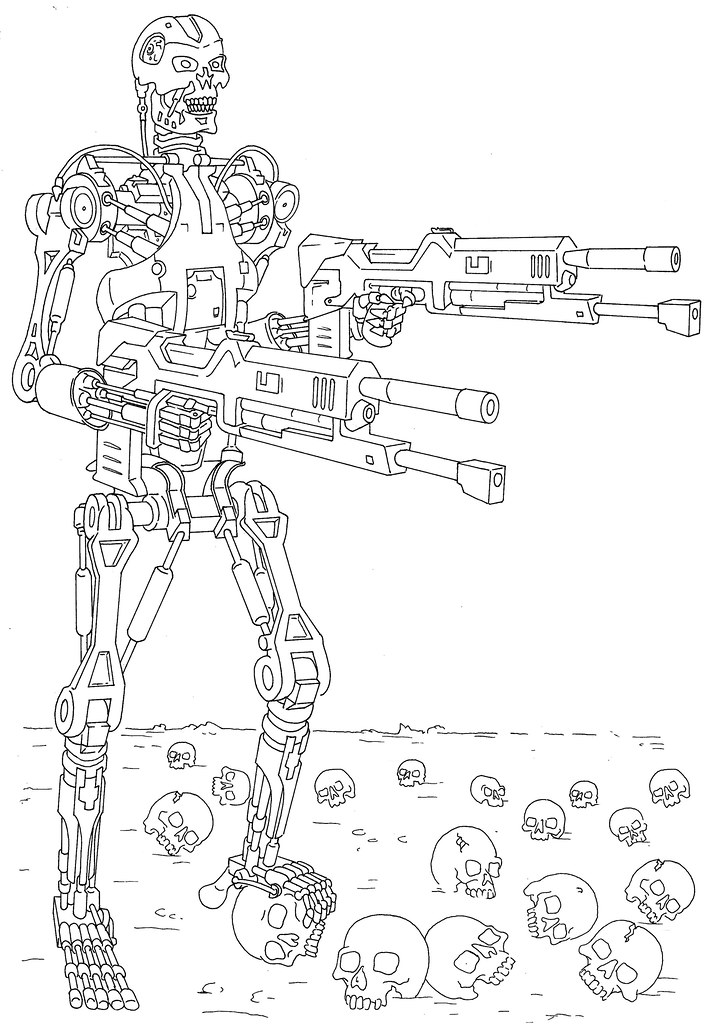 Terminator line drawing colouring sheet for jake