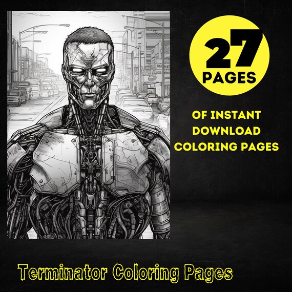 Terminator coloring page people of interest coloring page celebrity coloring page pdf format instant download gift birthday gift