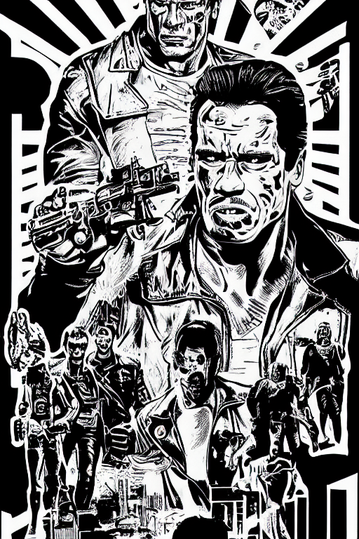 Arnold schwarzenegger as the terminator a page from cyberpunk style of paolo parente style of mike jackson adam smasher johnny silverhand s ic