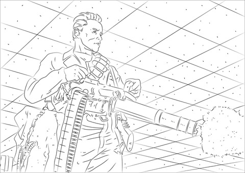 Arnold schwarzenegger from terminator movie coloring page free printable coloring pages