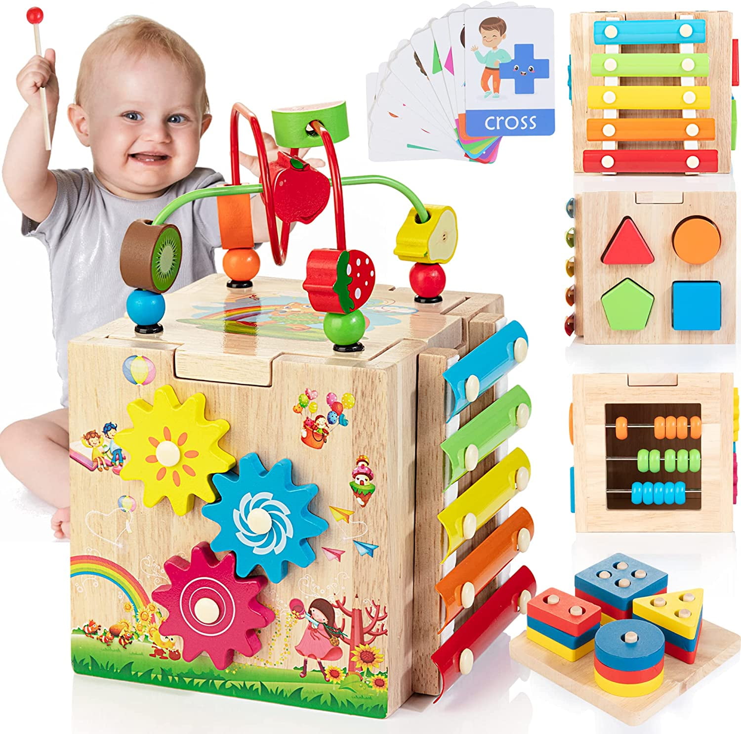 Terra wooden activity cube