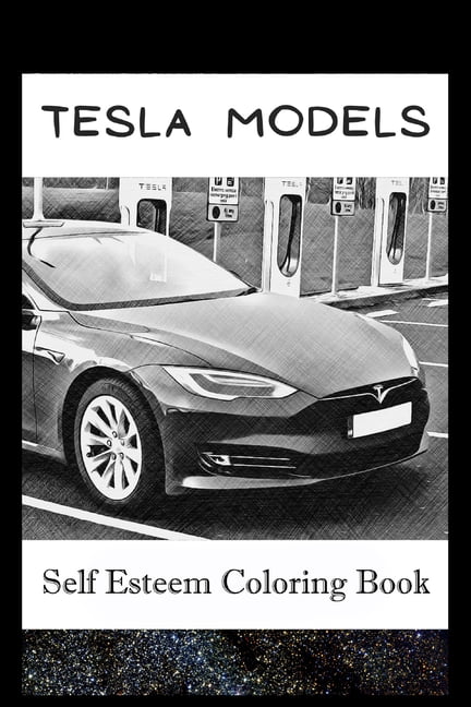 Self esteem coloring book tesla car inspired illustrations paperback