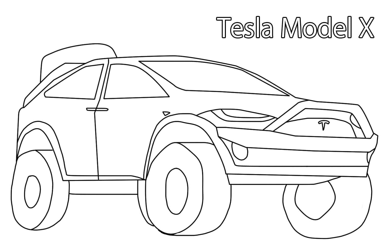 Tesla model x car coloring page