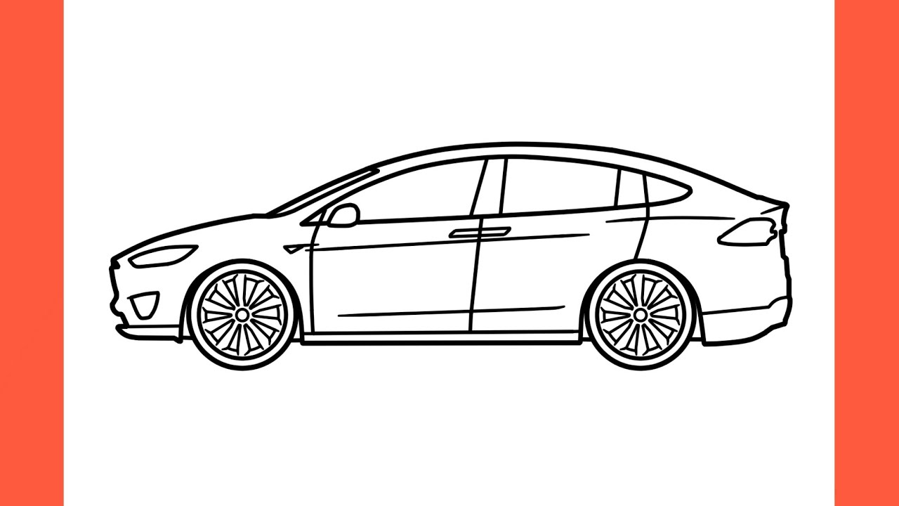 How to draw a tesla odel x easy drawing tesla plaid car step by step