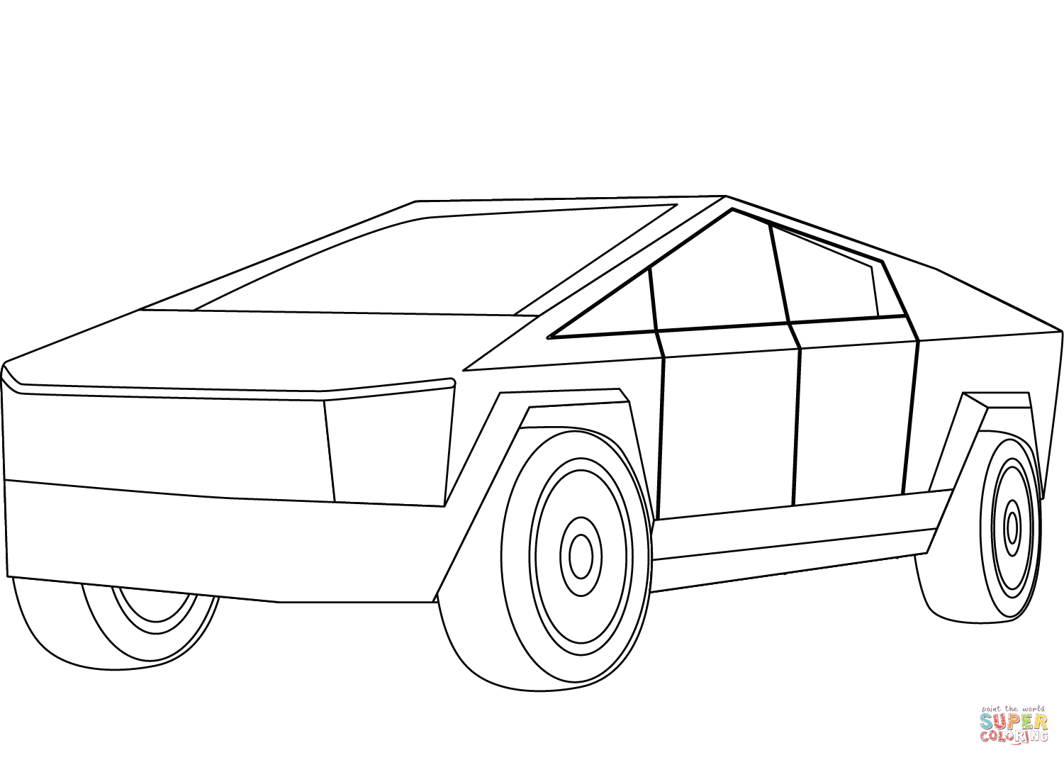 Tesla cybertruck coloring page free printable coloring pages