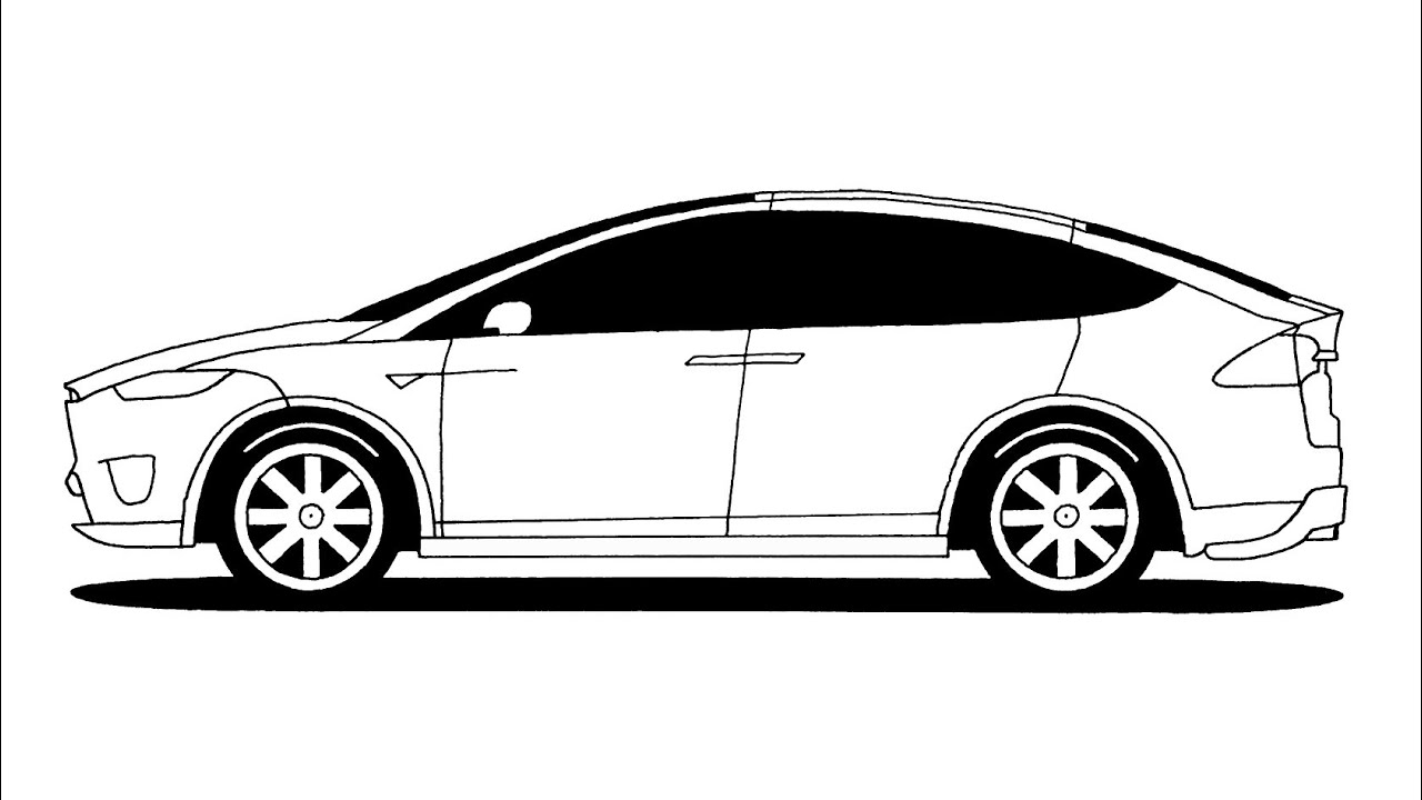 How to draw a tesla model s step by step