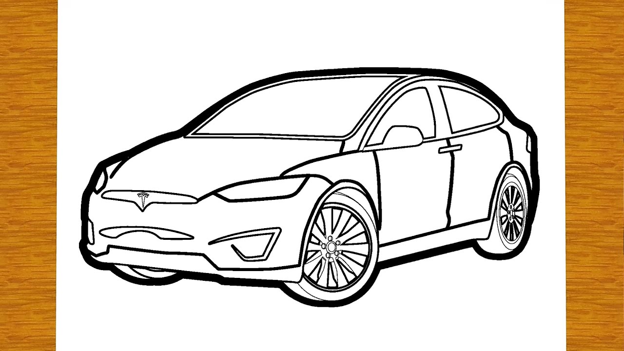 How to draw a tesla odel x easy drawings