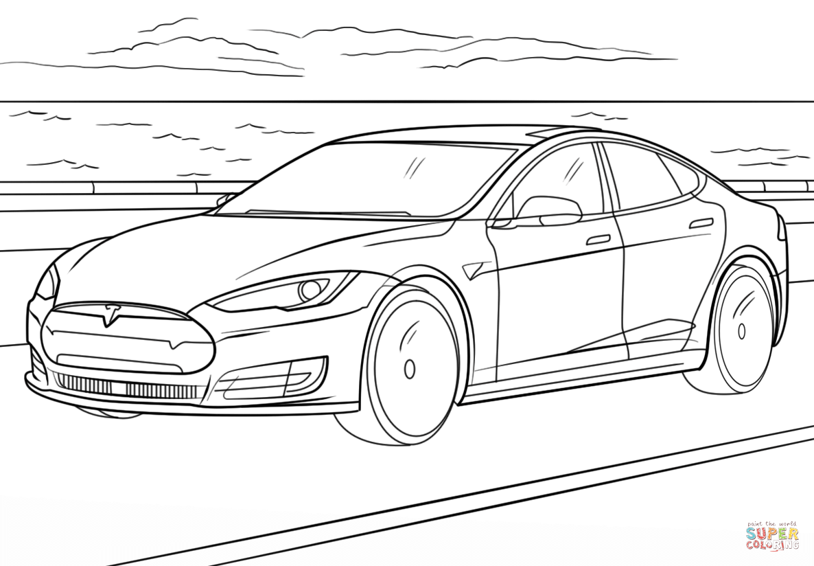 Tesla model s coloring page free printable coloring pages