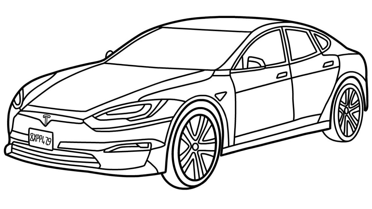 How to draw tesla model x plaid step by step