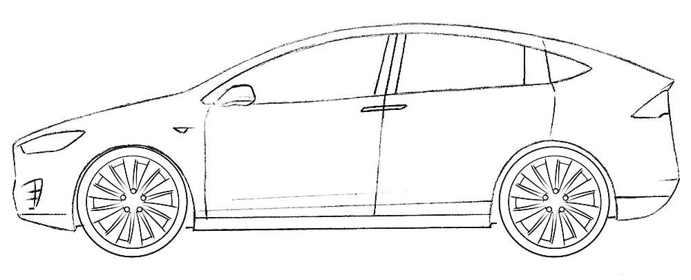 Tesla model x coloring page