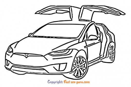 Tesla model y coloring pages to print