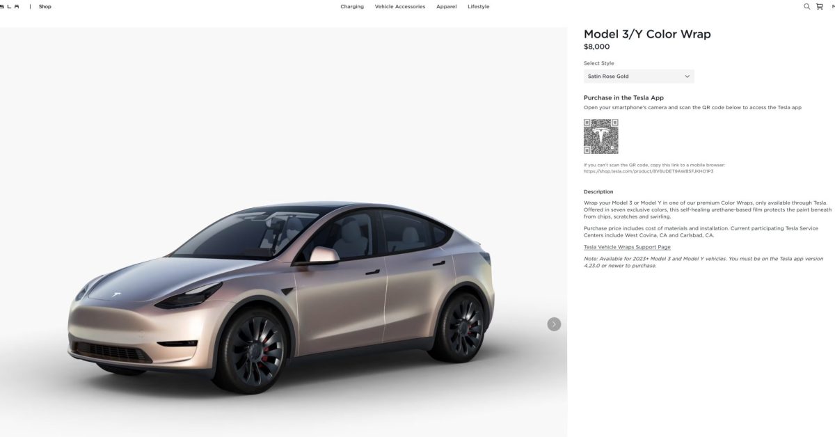 Tesla starts selling vehicle wraps for model y at a pricey k