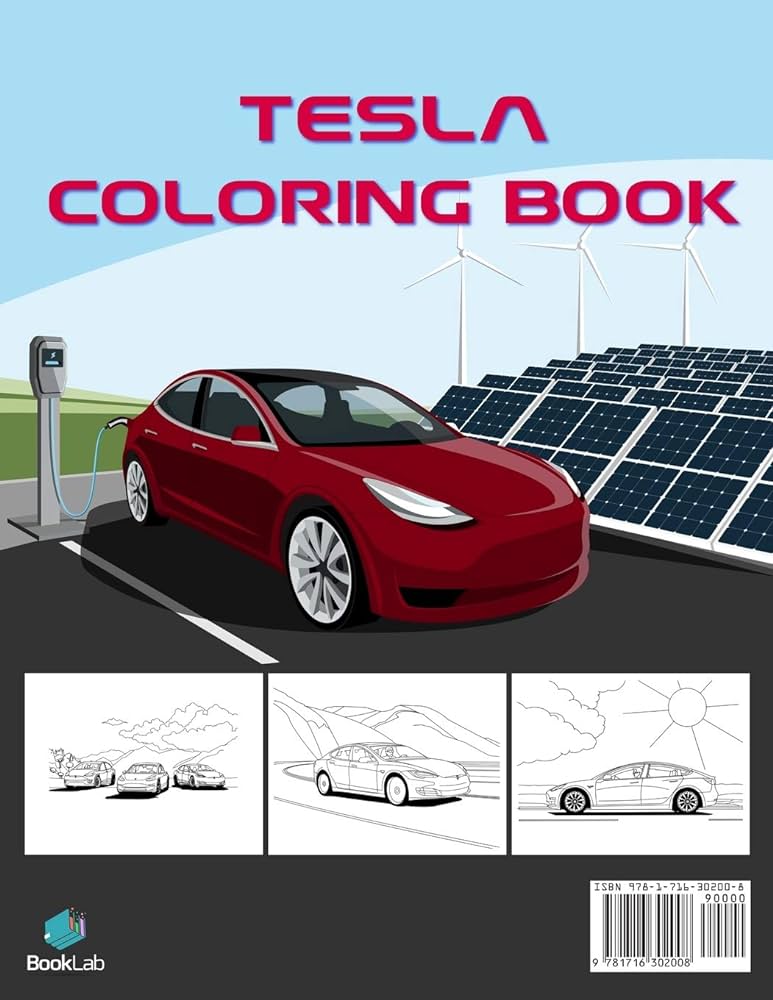 Tesla coloring book greatest electric cars coloring book for adults and kids