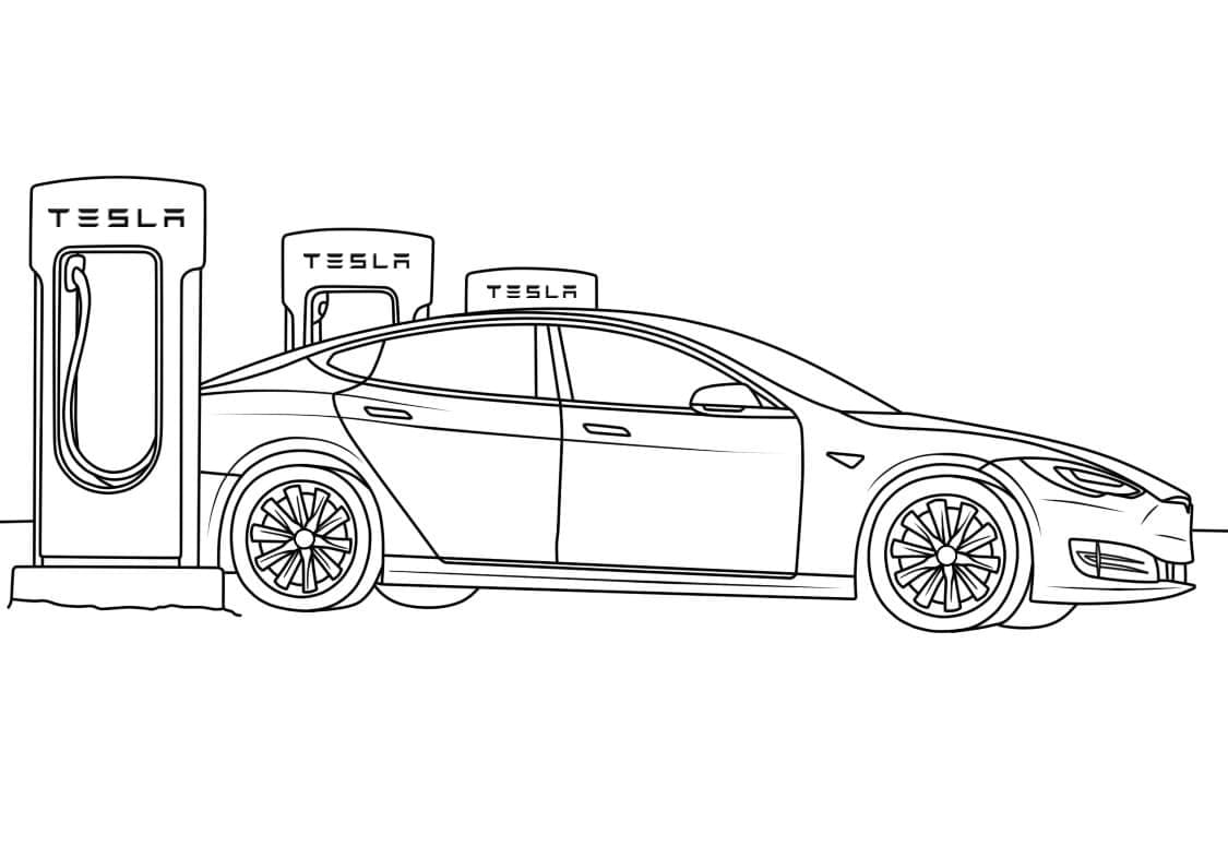 Tesla car coloring page