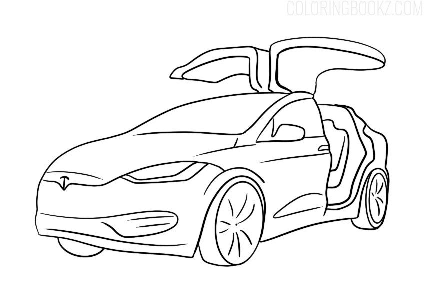 Tesla model x coloring page