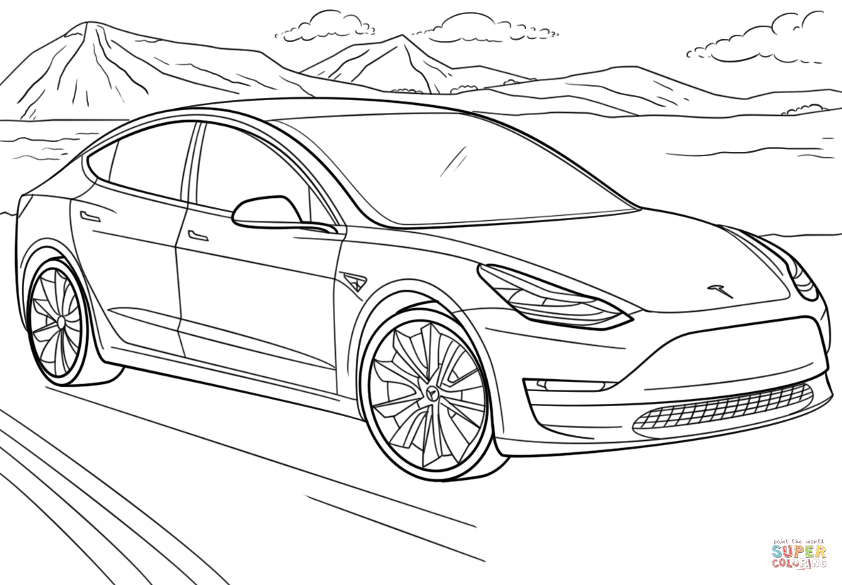 Tesla model coloring page free printable coloring pages