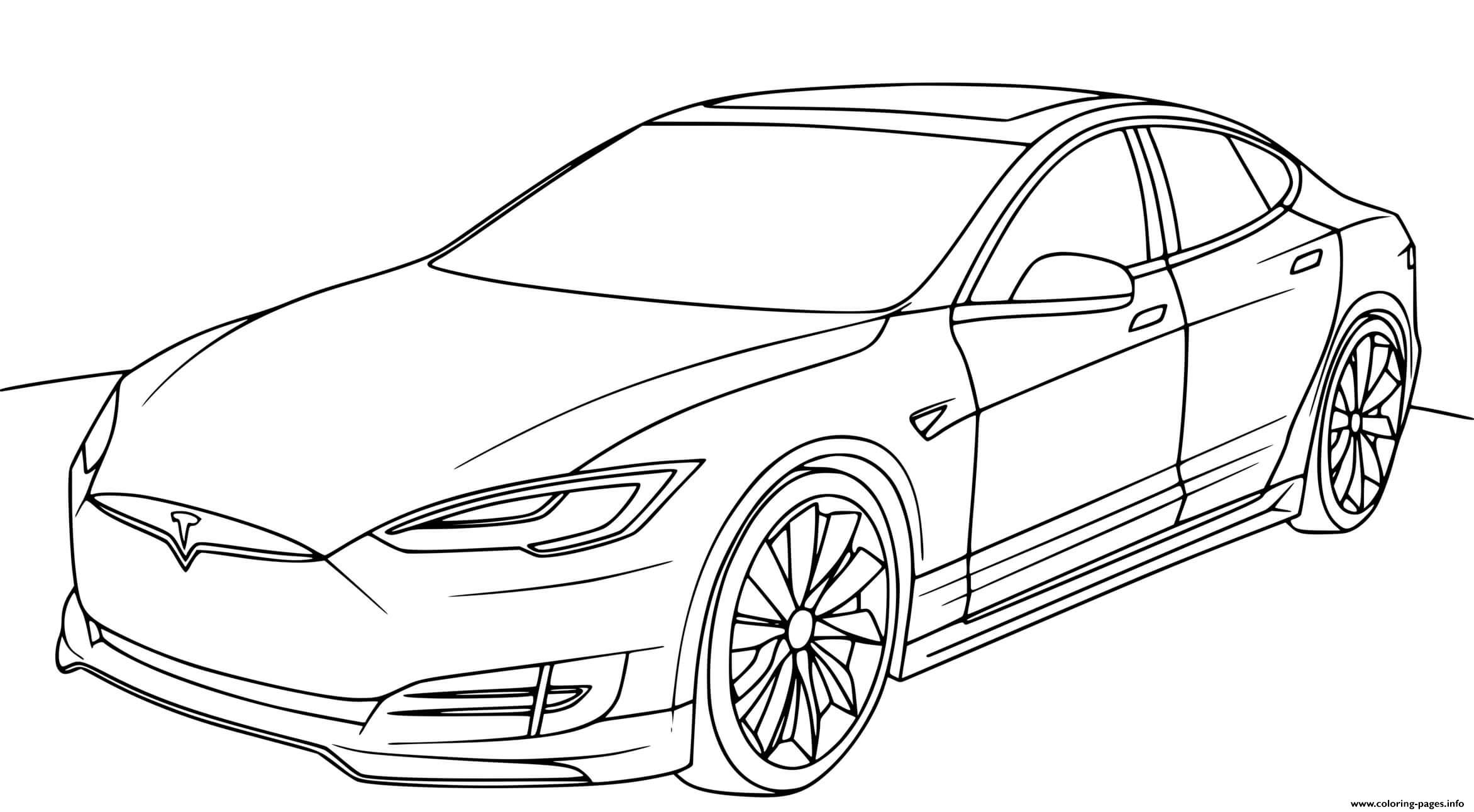 Tesla model s coloring page printable