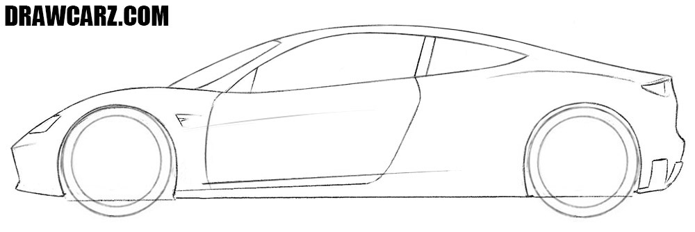 How to draw a tesla roadster