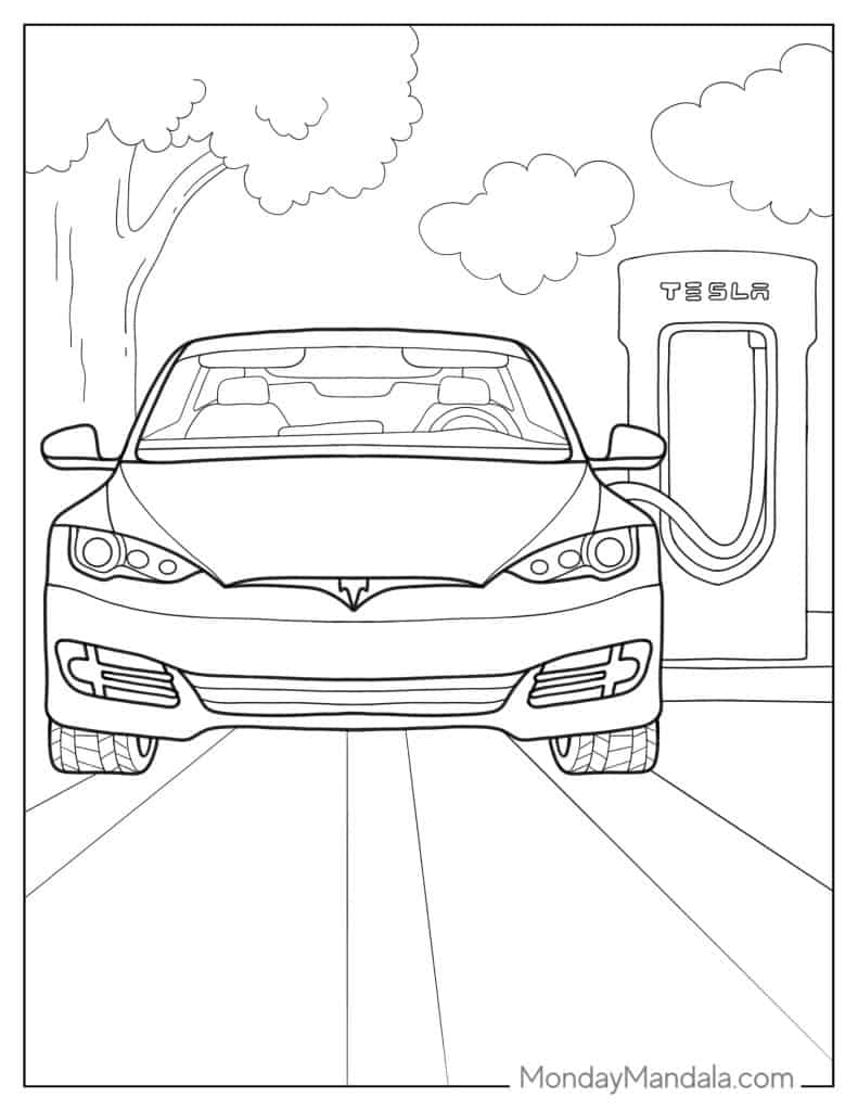 Tesla coloring pages free pdf printables