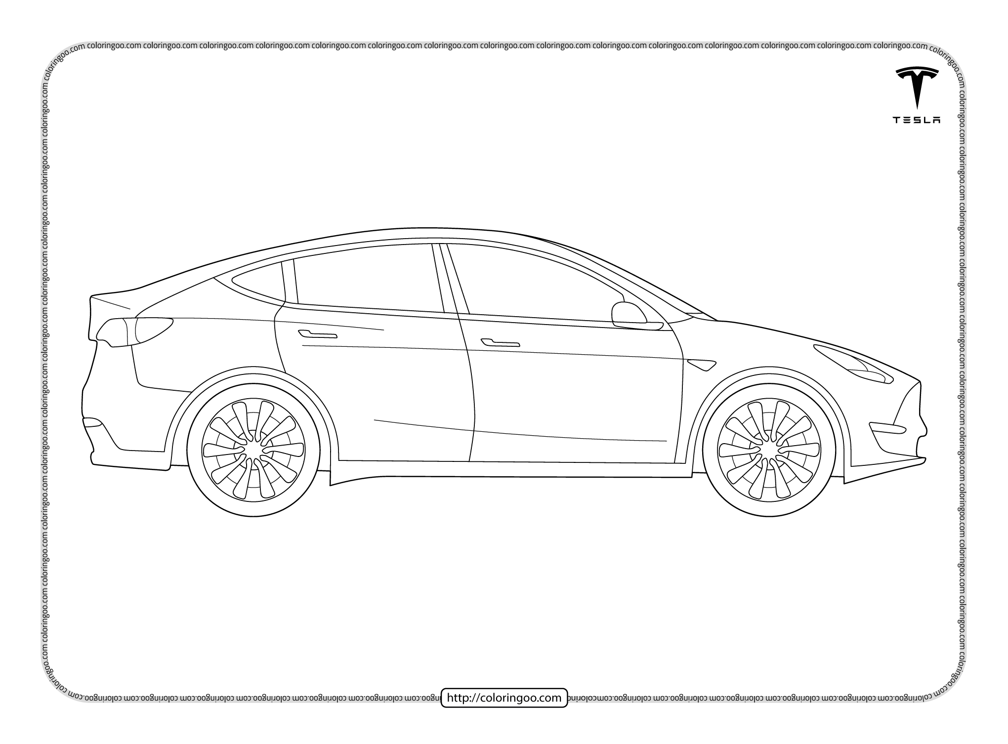 Printable cars tesla model y coloring pages