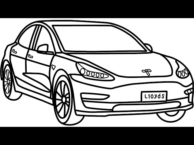 How to draw a tesla odel car step by step