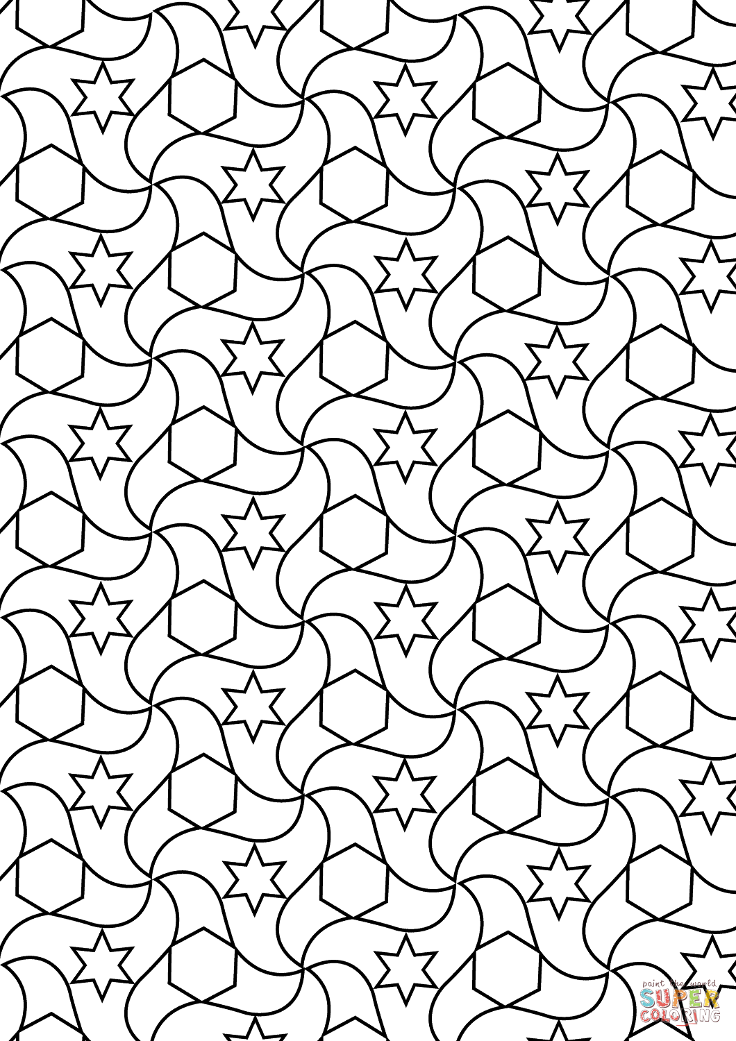 Alhambra tessellations coloring page free printable coloring pages geometric coloring pages tessellation patterns free printable coloring pages