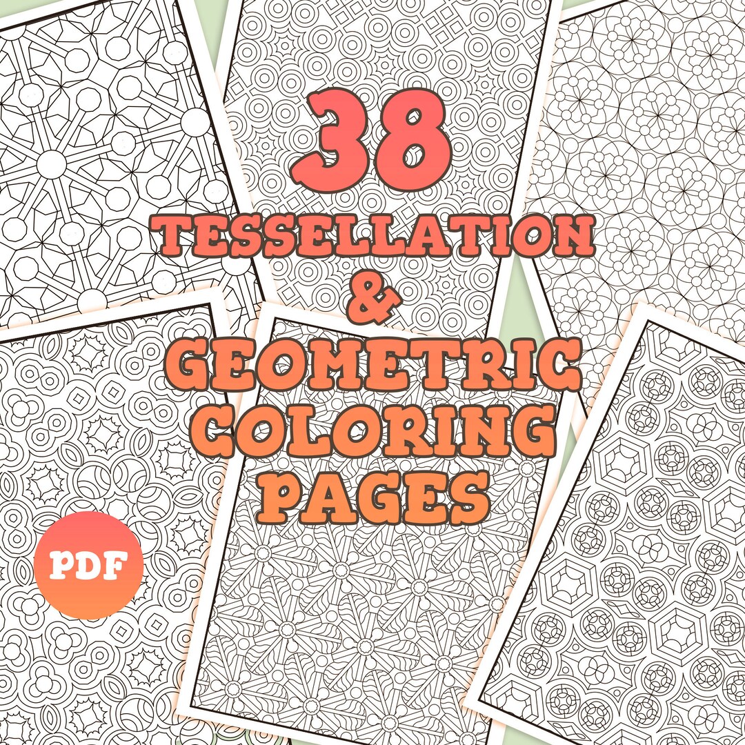 Tessellation geometric coloring pages patterns adult coloring book pdf pdf jpeg files instant download colouring sheets printable