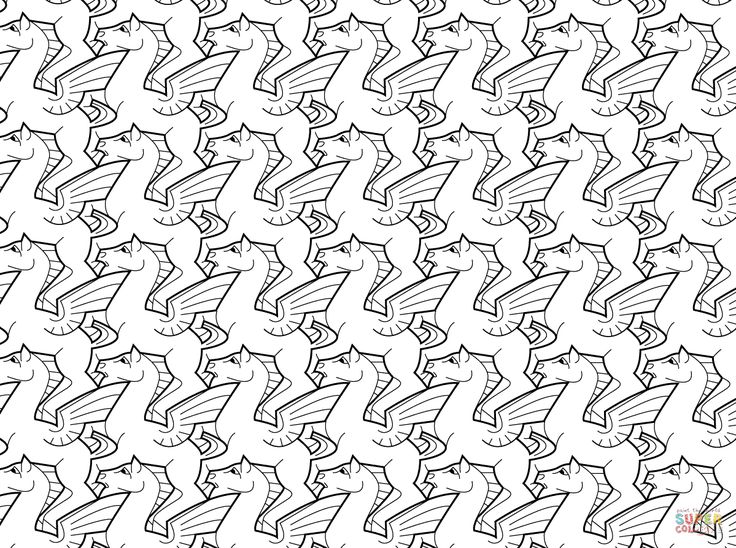 Pegasus tessellation by mc escher coloring page supercoloring tessellationâ pãginas para colorear para imprimir gratis dibujos para colorear colorear gratis