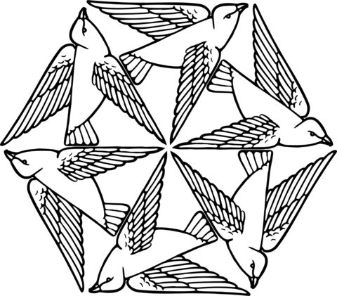 Birds tessellatoin coloring page free printable coloring pages