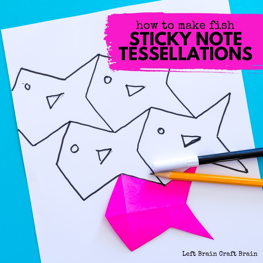 How to make fish tessellations with sticky notes creating patterns