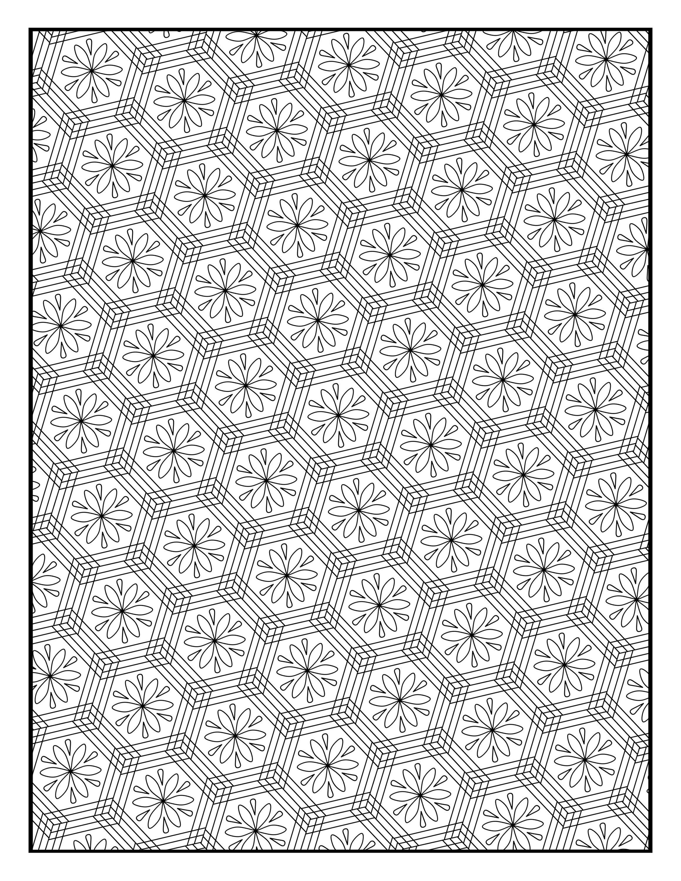 Coloring page geometric repeating pattern printable