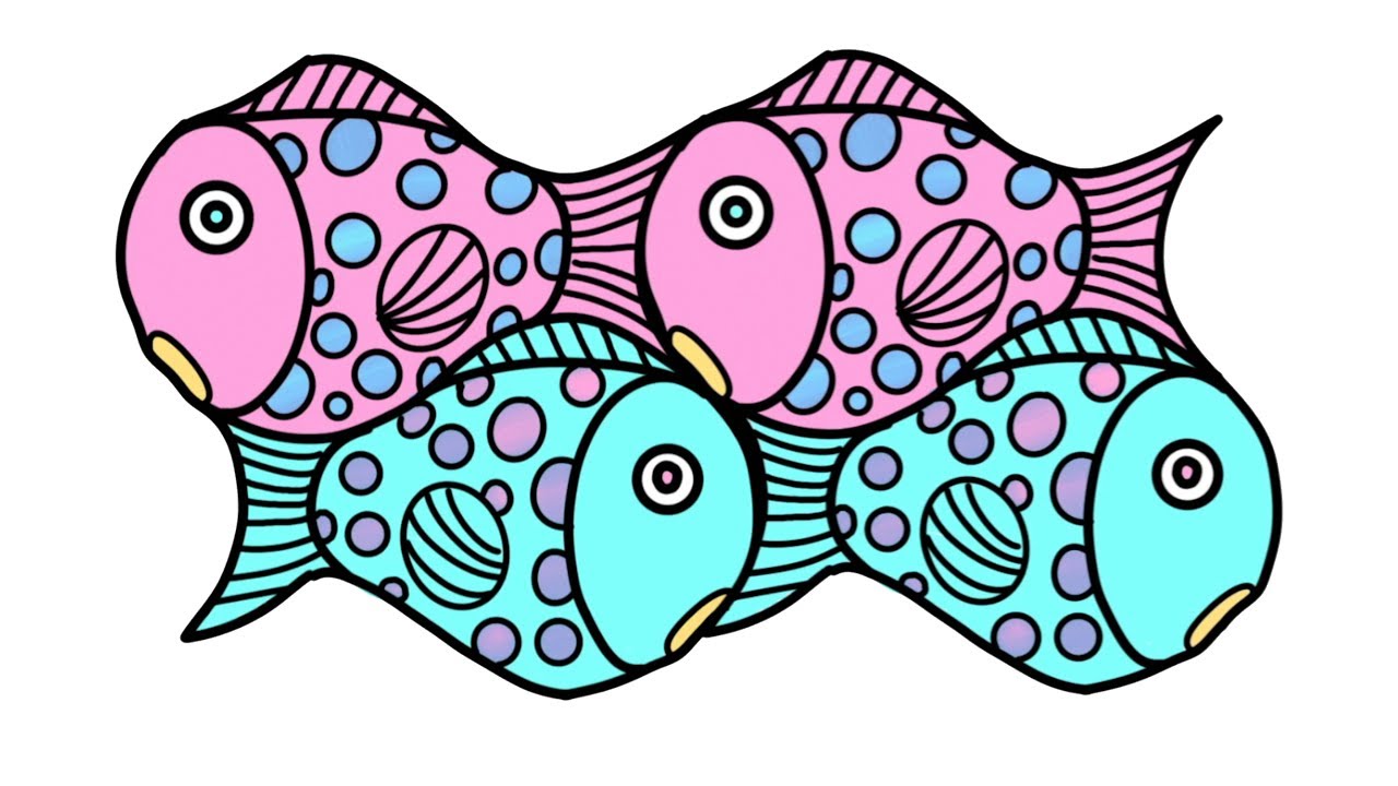Drawing and coloring fish tessellation
